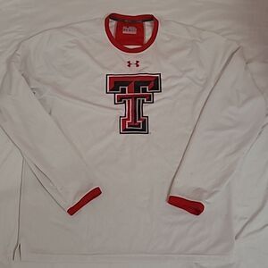 Under Armour Mens Size 2XL White Long Sleeve Loose Heatgear Texas Tec Raider